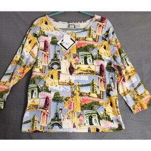 Take Two Clothing Co‎ Womens XL Liberty Paris Colorful Design Sequin Travel NWT
